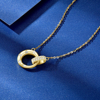 IOGOU D VVS1 Round Moissanite Möbius Double Loop Pendant Necklace 925 Sterling Silver Necklace for Women Birthday Fine Jewelry