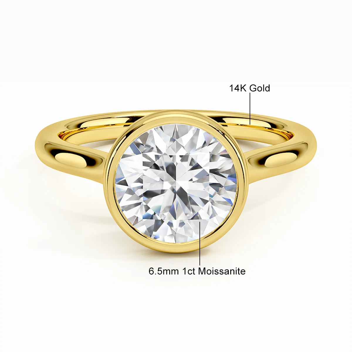 Classic Engagement Wedding Ring 14K Yellow Gold for Women Hollow Au585 Round Cut D Color Lab Moissanite Diamond Band Jewelry