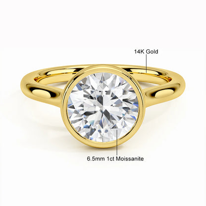 Classic Engagement Wedding Ring 14K Yellow Gold for Women Hollow Au585 Round Cut D Color Lab Moissanite Diamond Band Jewelry