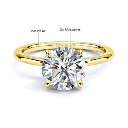 8MM 2CT |   Gold Filled for Women Man 4 Prong Solitaire Diamond Ring