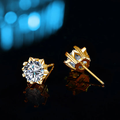Szjinao 2 Carat 8.0mm 100% Real 14k Gold Moissanite Stud Earrings For Woman Sparkling Diamond Wedding Luxury K Gold Jewelry Sale
