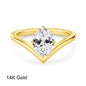 V Shape 14K Gold Solitaire Moissanite Engagement Ring
