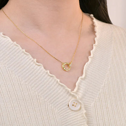 IOGOU D VVS1 Round Moissanite Möbius Double Loop Pendant Necklace 925 Sterling Silver Necklace for Women Birthday Fine Jewelry