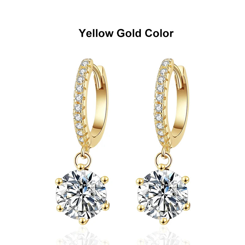 Womens Gold Drop Hoop Earrings