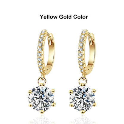 Womens Gold Drop Hoop Earrings