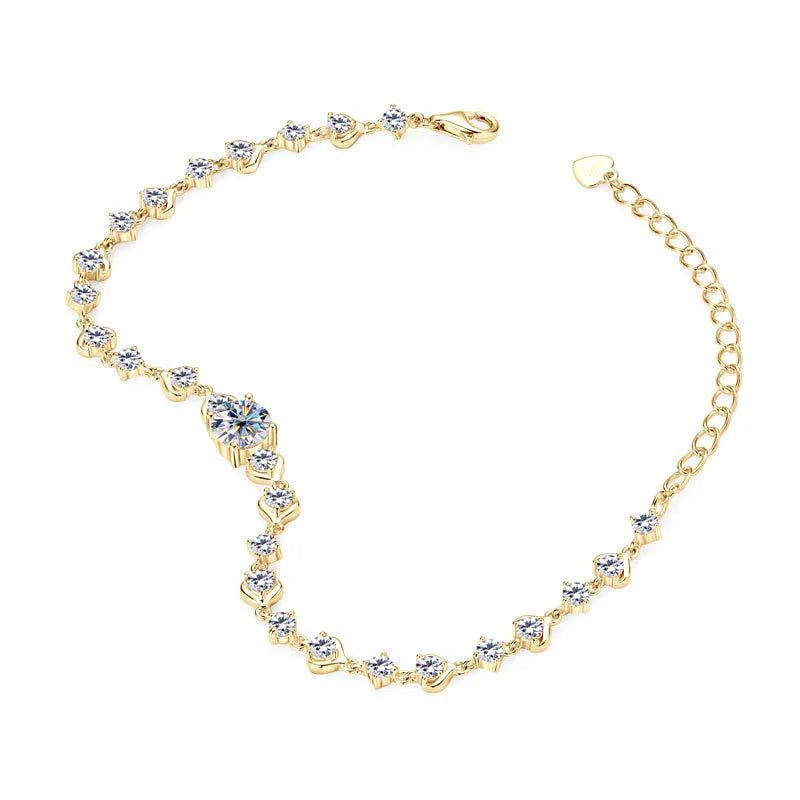 Cute Moissanite Bracelet 3.08ctw GRA Certified 925 Sterling Silver for Women Birthday Anniversary Romantic Jewelry Gift
