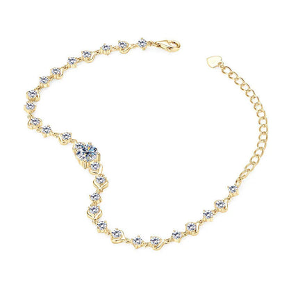 Cute Moissanite Bracelet 3.08ctw GRA Certified 925 Sterling Silver for Women Birthday Anniversary Romantic Jewelry Gift