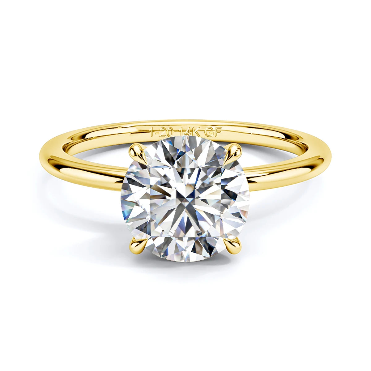 8MM 2CT |   Gold Filled for Women Man 4 Prong Solitaire Diamond Ring