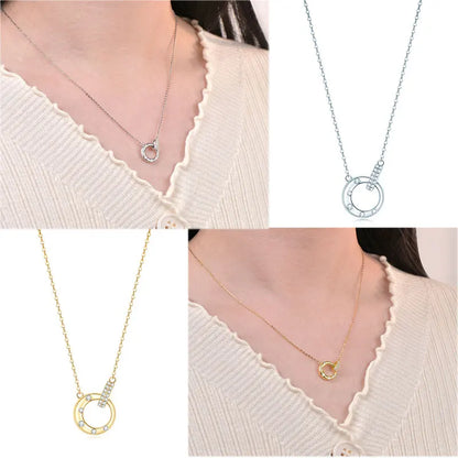 IOGOU D VVS1 Round Moissanite Möbius Double Loop Pendant Necklace 925 Sterling Silver Necklace for Women Birthday Fine Jewelry