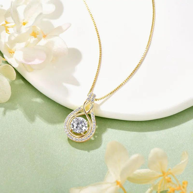 IOGOU 925 Silver Infinity Love Pendant Necklace VVS1 D Full Moissanite Necklace for Women Lab Diamond Jewelry with Certificate