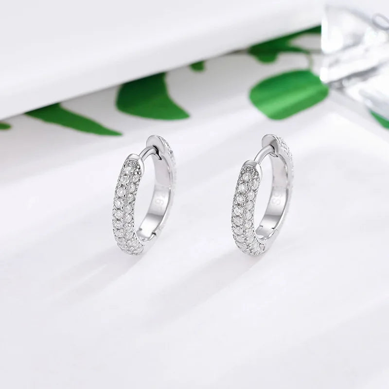 New Custom High Jewelry 925 Sterling Silver Circle Full Diamond Moissanite Hoop Earrings D Color Brilliant Wedding For Women