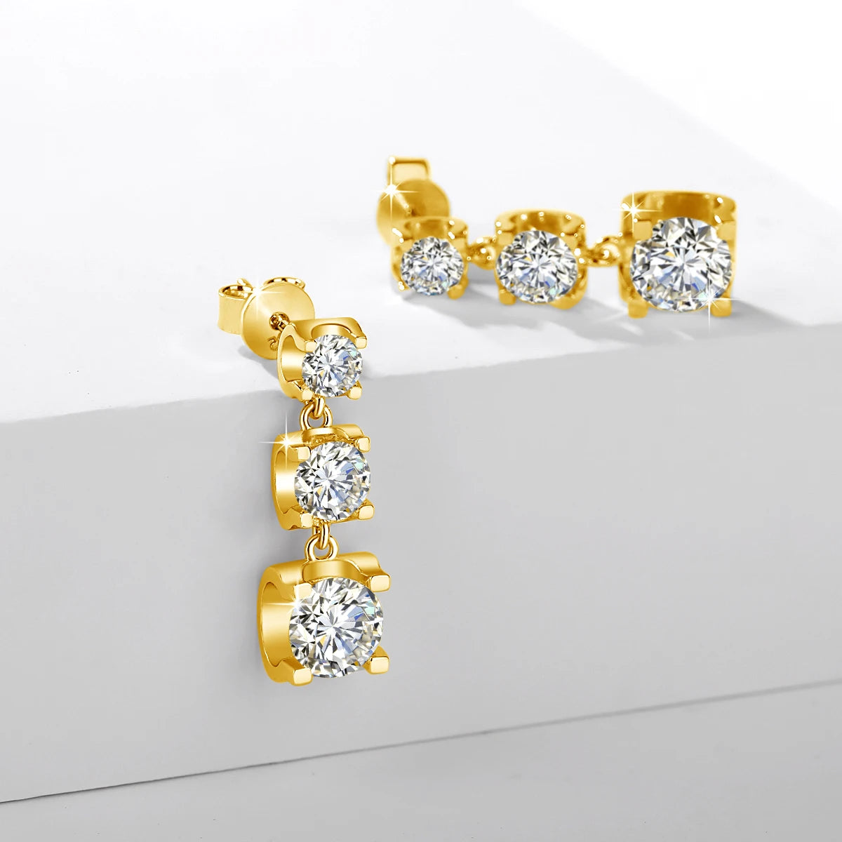 Moissanite Drop Earrings Gold