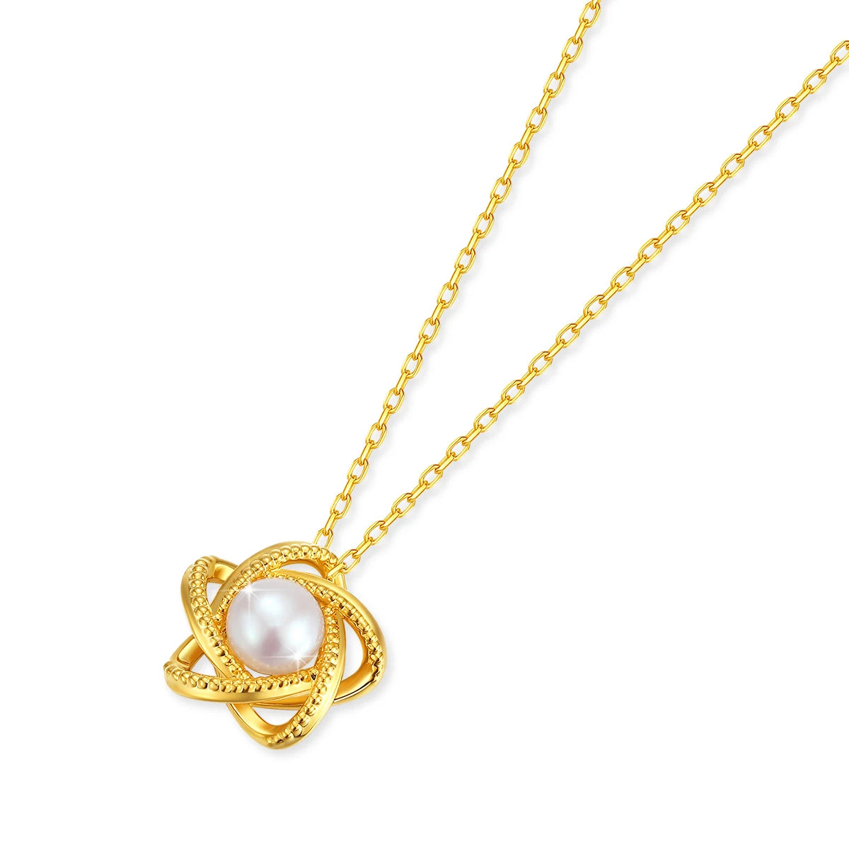 Genuine 18K Gold Lucky Star Pendant Necklace Natural Pearl Unique Craftsmanship for Women Anniversary Party Gift Trendy Jewely