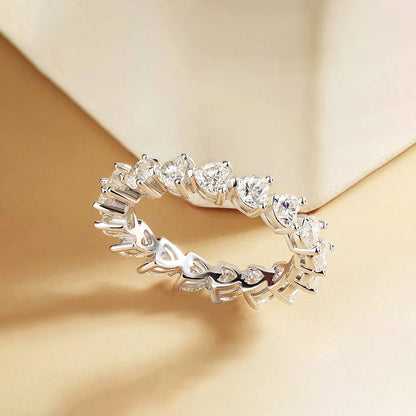 3mm 4mm Heart Shape Moissanite Ring for Women With GRA Certificate 925 Sterling Silver Full Eternity Wedding Band Love Jewelry