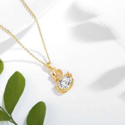 Au750 2CT Moissanite Swan Pendant 100% 18K Gold Oval Cut Natural Blue Topaz Women's Necklaces for Birthday Party Jewelry Gifts