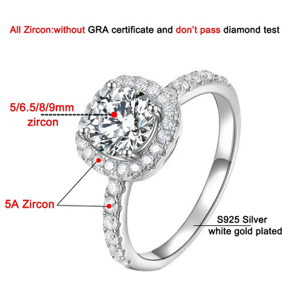 Square-shape Halo 0.5-3ct  Round Diamond  Engagement Promise Ring