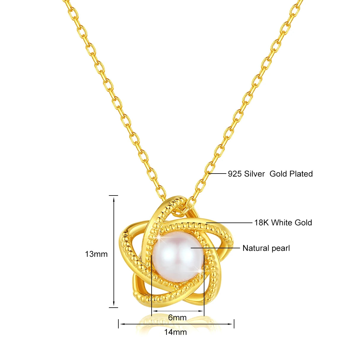 Genuine 18K Gold Lucky Star Pendant Necklace Natural Pearl Unique Craftsmanship for Women Anniversary Party Gift Trendy Jewely