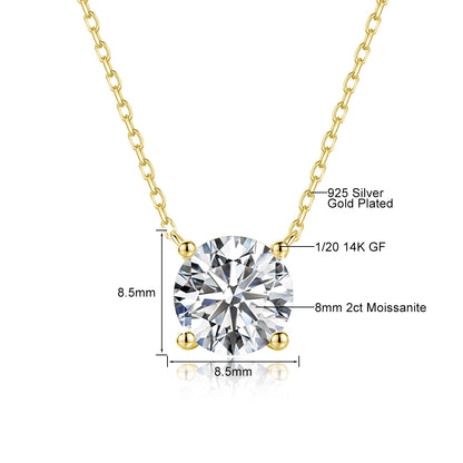 1-3CT 14K Yellow Gold Filled Moissanite Necklace Pendant for Women D Color VVS1 100% Authentic GRA Diamond Chain Classic