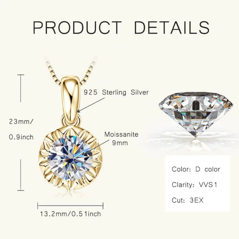 Bright Star D Color Moissanite Diamond Pendant Necklace Excellent Cut S925 Sterling Silver Chain for Women Trendy Jewelry Gifts