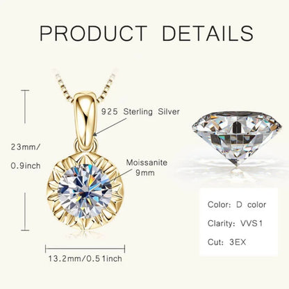 Bright Star D Color Moissanite Diamond Pendant Necklace Excellent Cut S925 Sterling Silver Chain for Women Trendy Jewelry Gifts