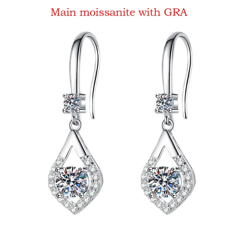 Smyoue Each 0.5CT D Color Genuine Moissanite Drop Earrings for Women Water Drop Luxury Wedding Jewelry 925 Sterling Silver GRA