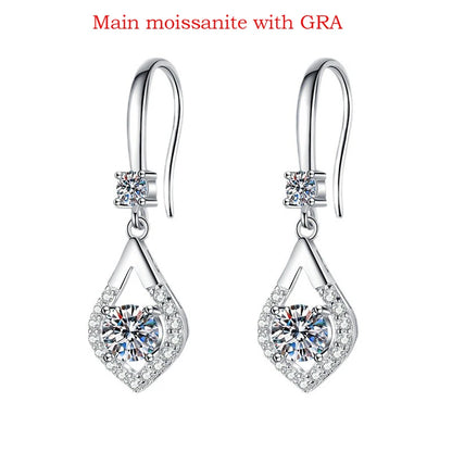 Smyoue Each 0.5CT D Color Genuine Moissanite Drop Earrings for Women Water Drop Luxury Wedding Jewelry 925 Sterling Silver GRA