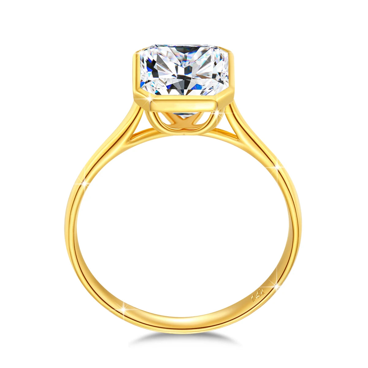 Radiant Cut 14K Gold Moissanite Ring 3CT D VVS1 for Women 100% Genuine Au585 Engagement Wedding Christmas Gifts Classsic