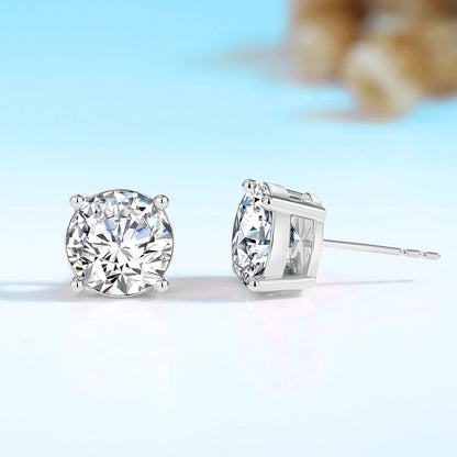 Round Moissanite Gold Stud earring