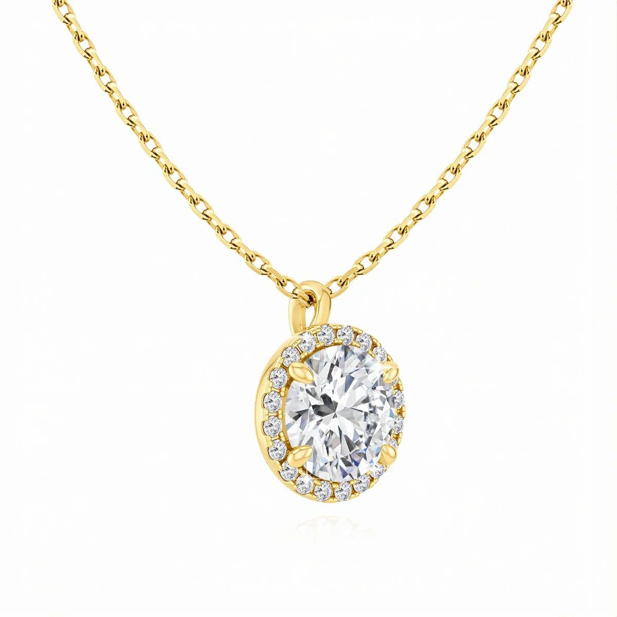 Sparkling Halo Diamond 14K Gold  Pendant