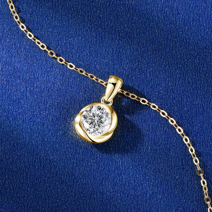 IOGOU S925 Sterling Sliver Rosebud Necklace Solitaire Moissanite Pendant Necklace for Women Wedding Fine Jewely with Certificate