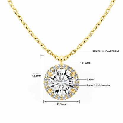 Sparkling Halo Diamond 14K Gold  Pendant