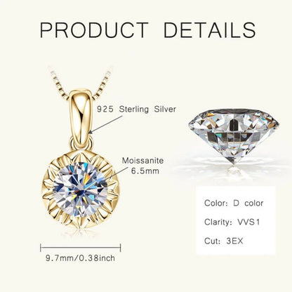 Bright Star D Color Moissanite Diamond Pendant Necklace Excellent Cut S925 Sterling Silver Chain for Women Trendy Jewelry Gifts