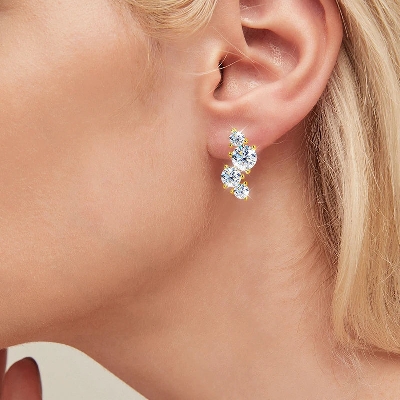 Smyoue Sparkling GRA Certified Moissanite Stud Earrings Bride Wedding Jewelry Women's Earring S925 Sterling Silver Plated 18k