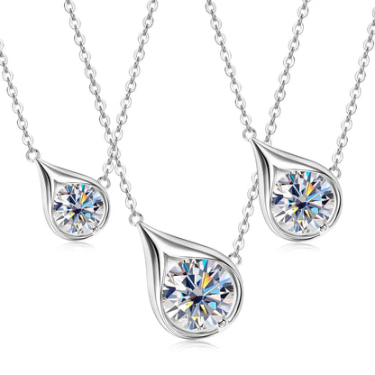 Teardrop Shape Pendant Necklace GRA Certified Moissanite 1ct/2ct/3ct Round Cut for Women 925 Sterling Silver Wedding Jewelry Gif
