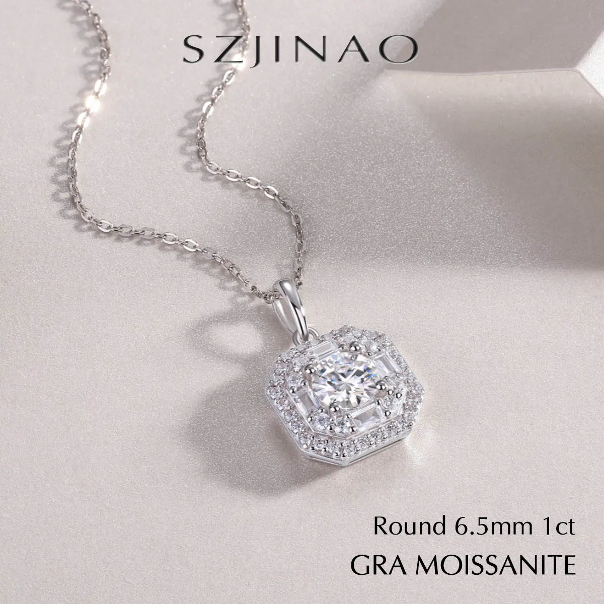 18k White Gold Plated 1CT Moissanite Necklace GRA Certified s925 Sterling Silver Sugar Cube Pandent for Women Fashion Jewelry