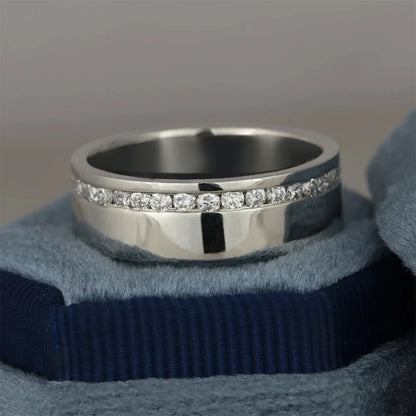 Channel Set 2mm Round Moissanite Wedding Band With Certificate 925 Sterling Silver For Men Full Eternity Promise Ring Jewelry