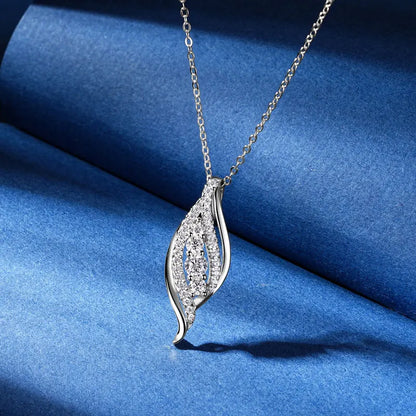 925 Sterling Silver Women Engagement Necklace D VVS 1 0.56CT Full Round Moissanite Fashion Curve Sexy Pendant Necklace Jewelry