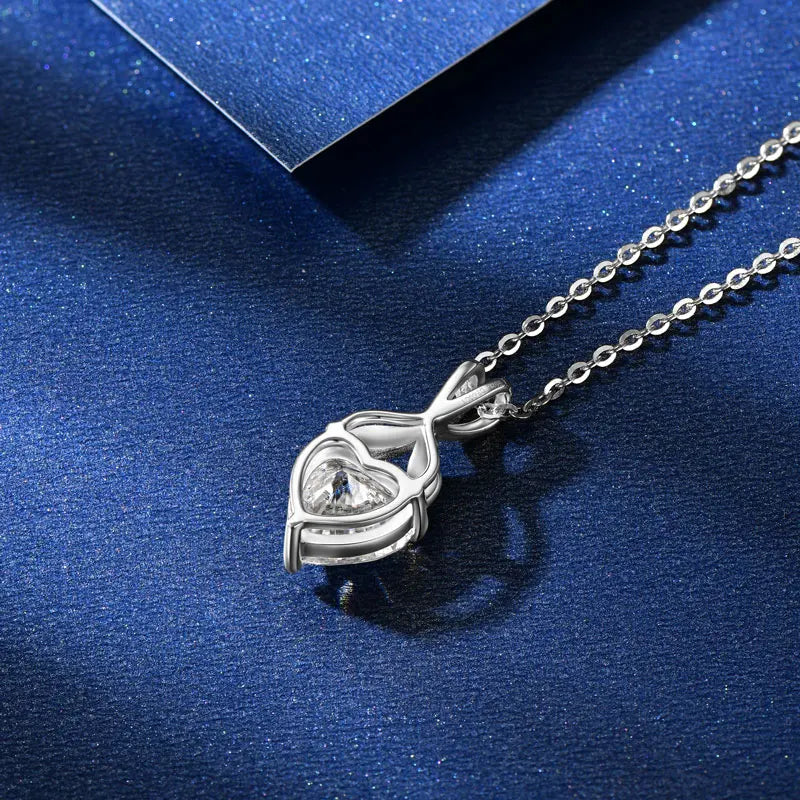 IOGOU 925 Sterling Silver Pendant Necklace for Women Jewelry Certified 8x8mm D 2CT Heart Cut Moissanite Eternal Promise Necklace