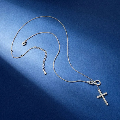925 Sterling Silver Infinity Pendant Necklace for Women Jewelry 0.5CT Round Full Moissanite Cross Necklaces with certificate