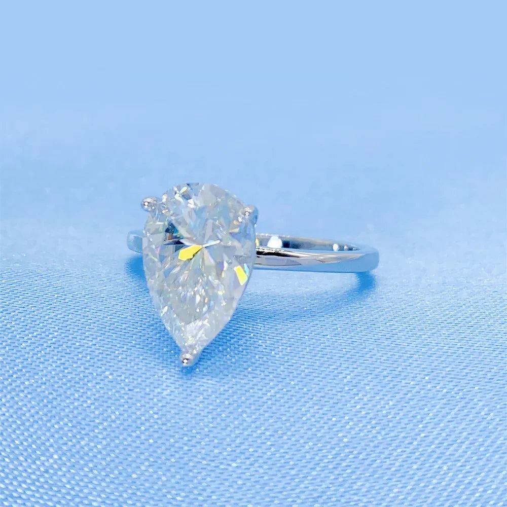 Pear Shaped Moissanite Solitaire Engagement Rings for Women 1-4CT D Color Diamond S925 Sterling Silver Wedding Band Fine Jewelry