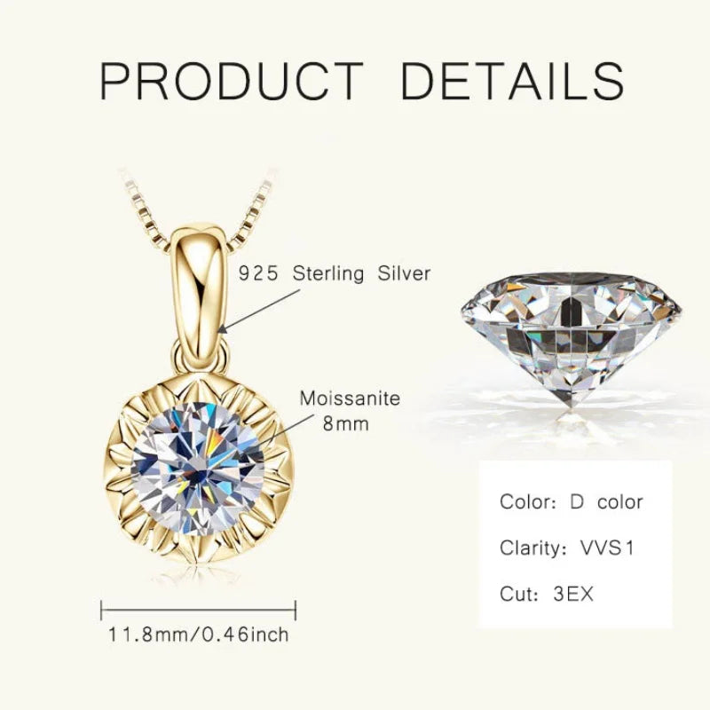 Bright Star D Color Moissanite Diamond Pendant Necklace Excellent Cut S925 Sterling Silver Chain for Women Trendy Jewelry Gifts