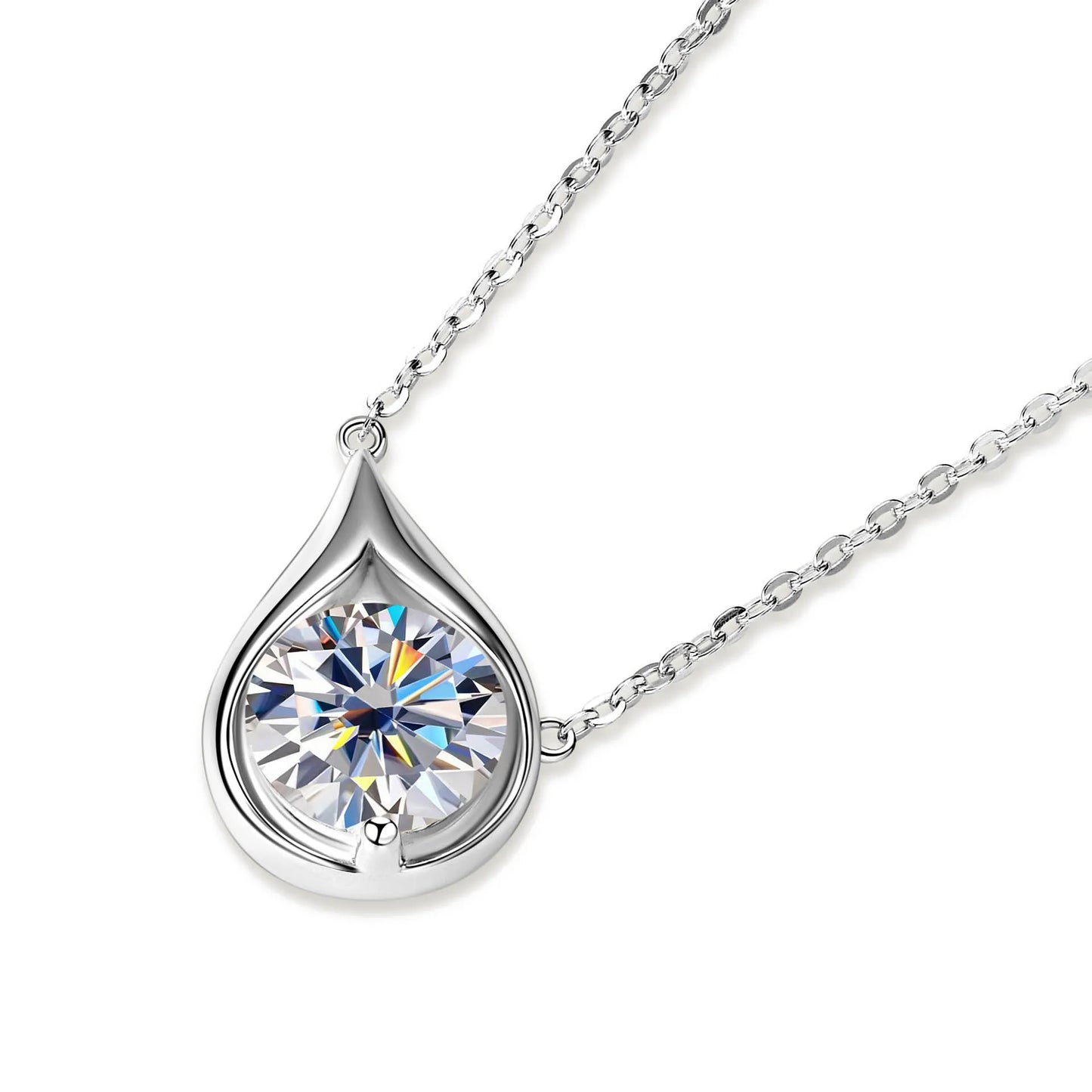 Teardrop Shape Pendant Necklace GRA Certified Moissanite 1ct/2ct/3ct Round Cut for Women 925 Sterling Silver Wedding Jewelry Gif