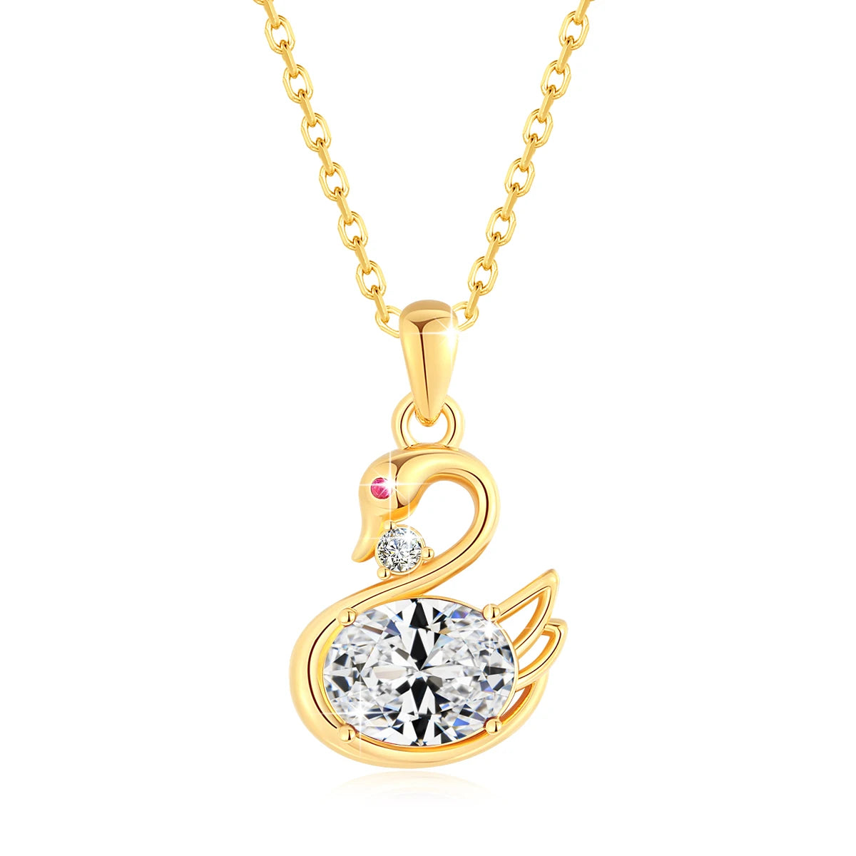 Au750 2CT Moissanite Swan Pendant 100% 18K Gold Oval Cut Natural Blue Topaz Women's Necklaces for Birthday Party Jewelry Gifts