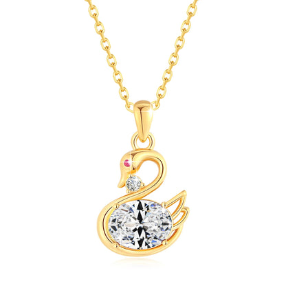 Au750 2CT Moissanite Swan Pendant 100% 18K Gold Oval Cut Natural Blue Topaz Women's Necklaces for Birthday Party Jewelry Gifts