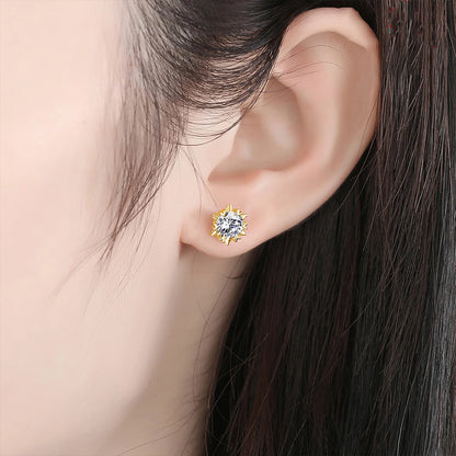 Szjinao 2 Carat 8.0mm 100% Real 14k Gold Moissanite Stud Earrings For Woman Sparkling Diamond Wedding Luxury K Gold Jewelry Sale