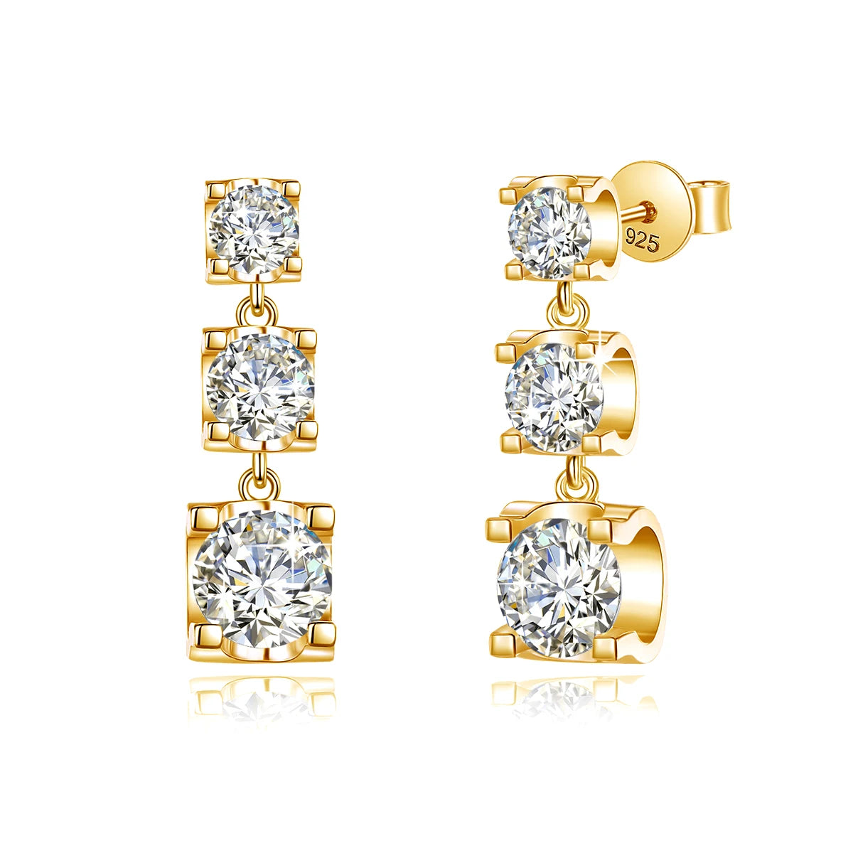 Moissanite Drop Earrings Gold