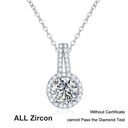 NeeTim 1ct 2ct 5ct Moissanite Necklace for Women Sterling Silver 925 with White Gold Plated Lab Diamond Sparkling Pendant