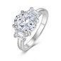 3CT Oval Moissanite Engagement Ring For Women GRA Certified Trapezoid & Oval Three Stone Diamond Wedding Band 925 Silver Jewelry