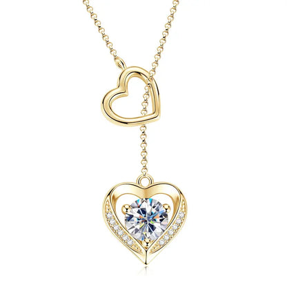 1CT 6.5MM Heart Cut Moissanite Certified Necklace for Women 14k Gold Plated S925 Sterling Silver Pendant Chain Jewelry Gift
