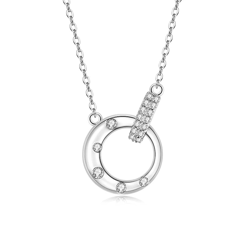 IOGOU D VVS1 Round Moissanite Möbius Double Loop Pendant Necklace 925 Sterling Silver Necklace for Women Birthday Fine Jewelry